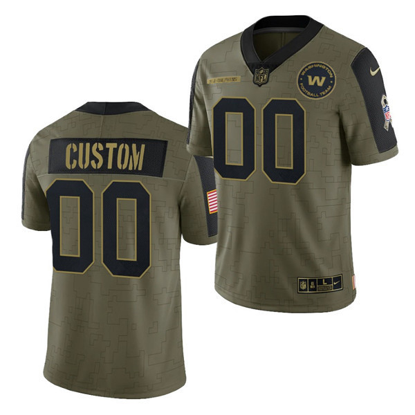 Men's Washington Football Team ACTIVE PLAYER 2021 Olive Salute To Service Limited Stitched Jersey